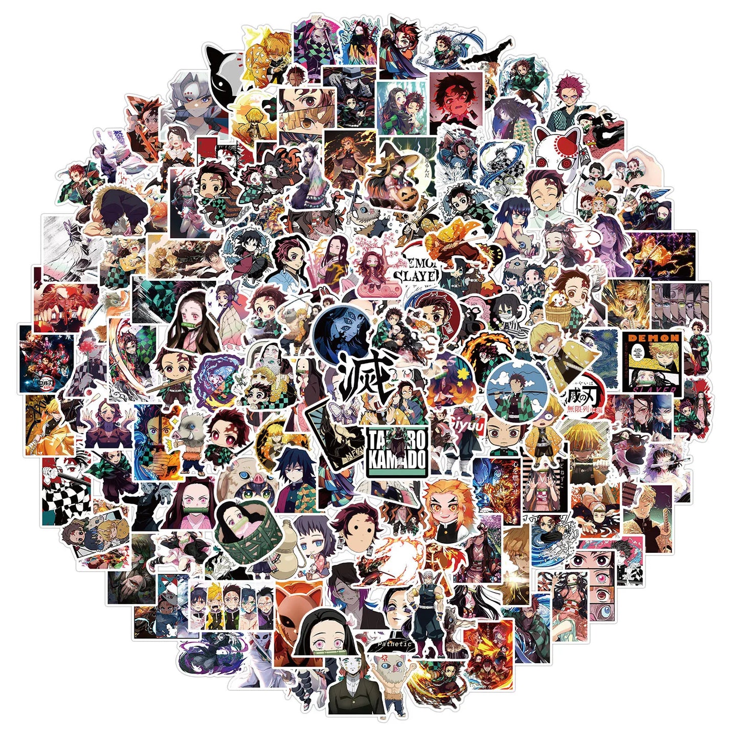 100/200pcs Cartoon Anime Demon Slayer Stickers for Laptop Suitcase