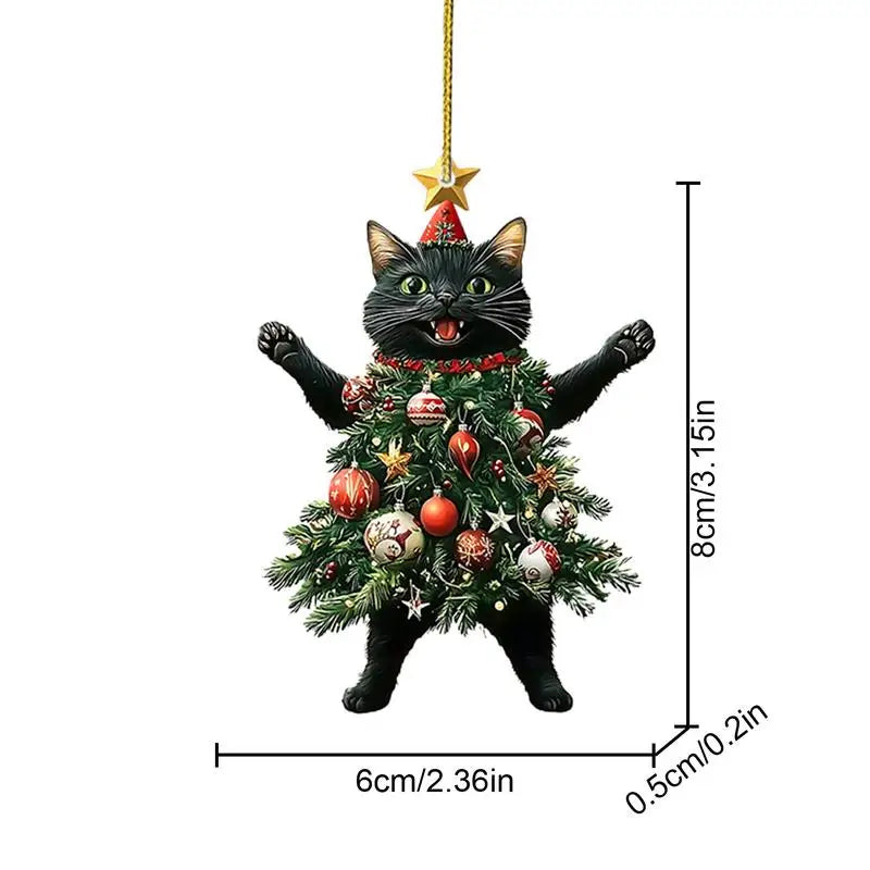 1PC Christmas Tree Pendants Cute Cat Hanging Ornaments for Car