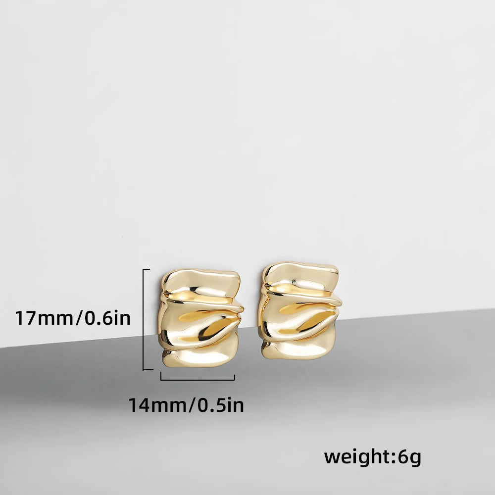 Punk Gold Plated Square Polished Small Stud Earrings for Women Girls