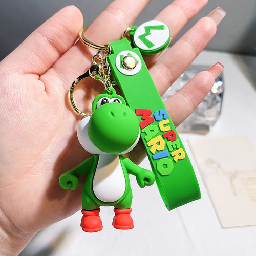 Super Mario Keychain Mario Bros Luigi Toad Yoshi Bowser Action Figure