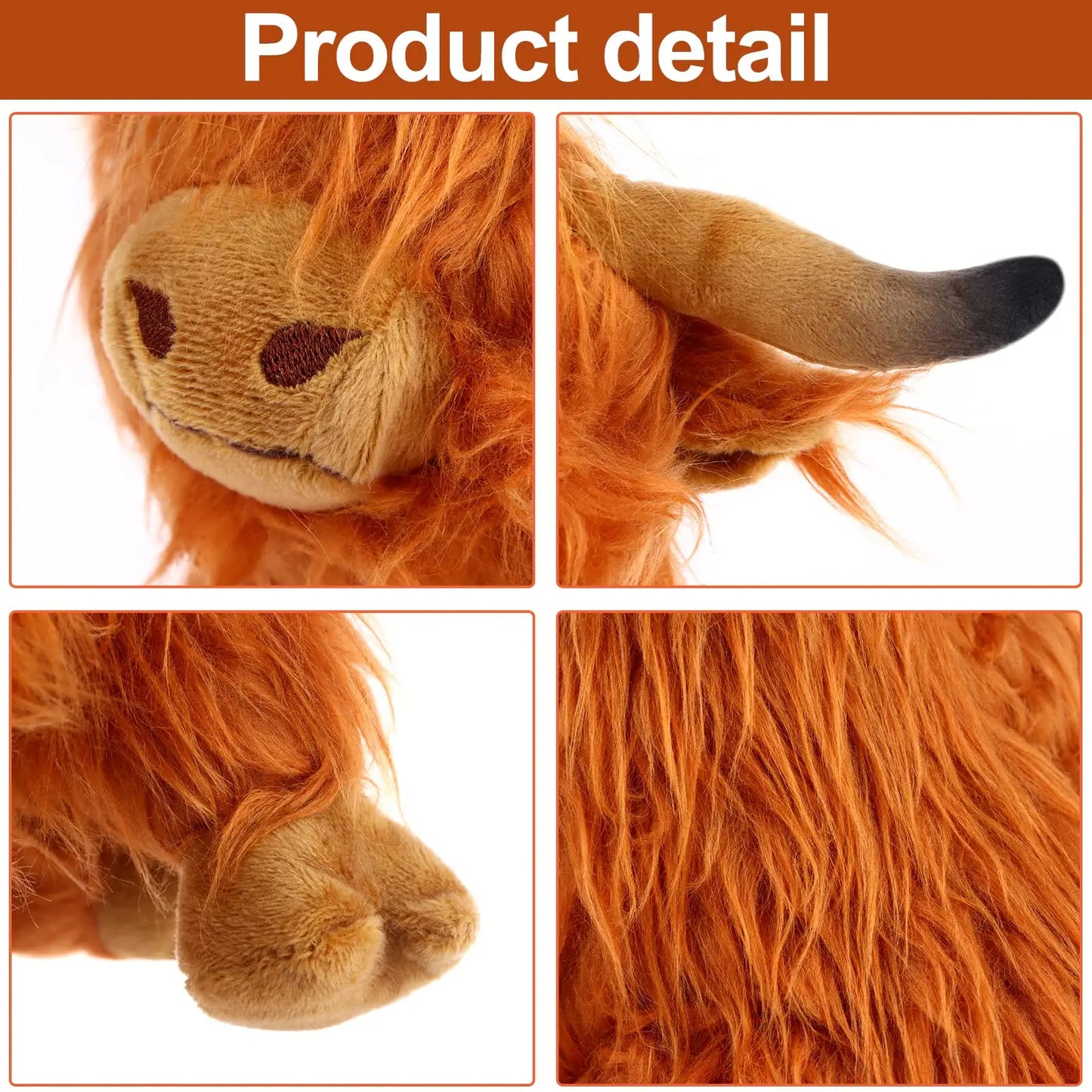 25cm Simulation Highland Cow Plush Animal Doll Soft Stuffed Highland