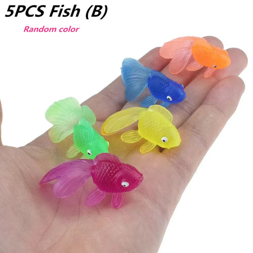 Children's 10Pcs/Set Kawaii Simulation Rubber Goldfish Baby Bath Water