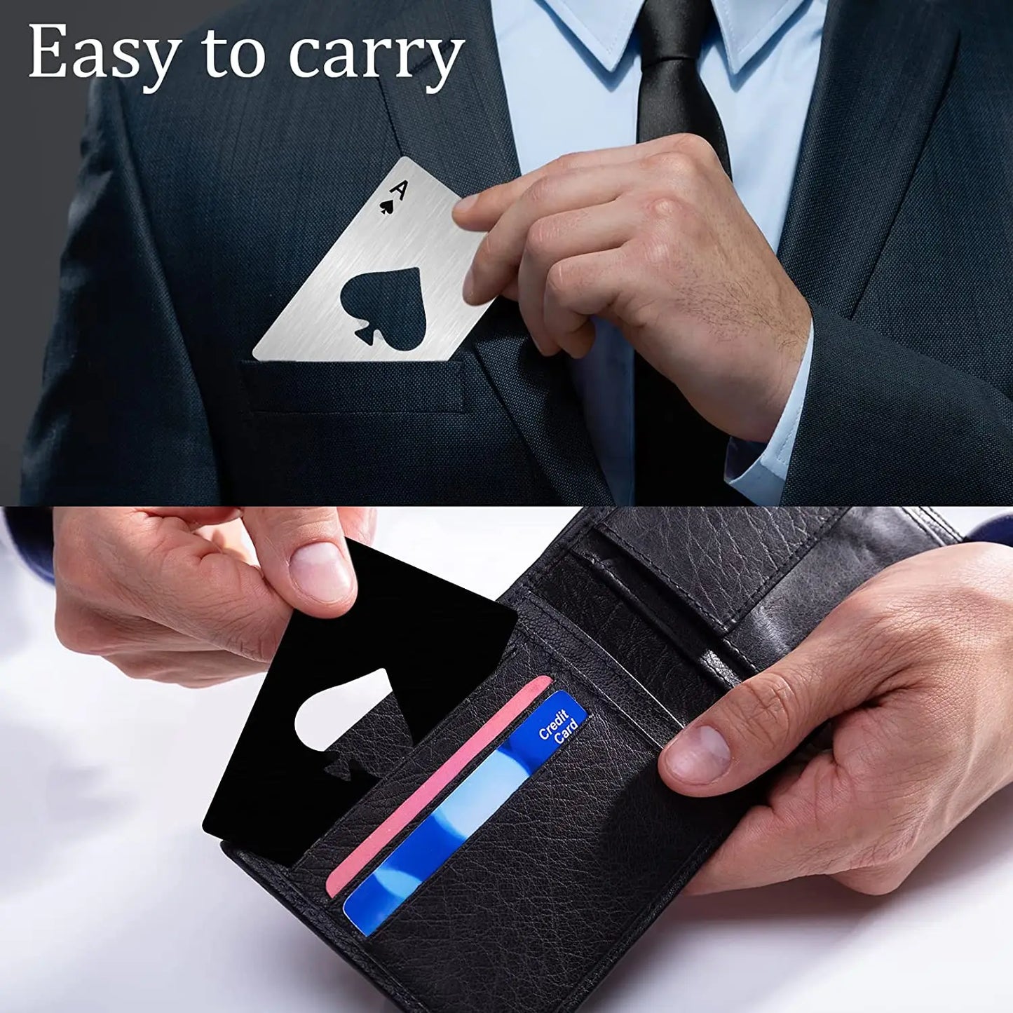 1Pcs Creative Poker Shaped Bottle Can Opener Stainless Steel Credit