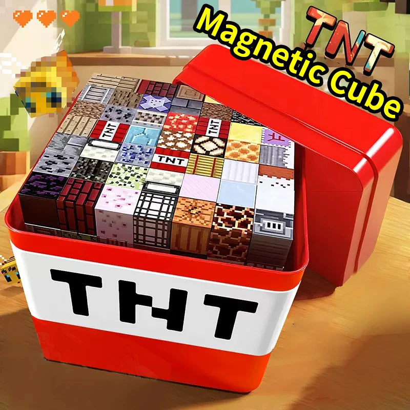 Magnetic building block toy storage box set Children's DIY assembly