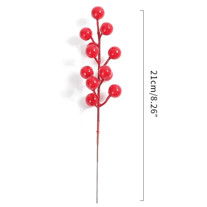 5/10/20Pcs Chritsmas Decoration Red Berry Branches Cherry Stamen For