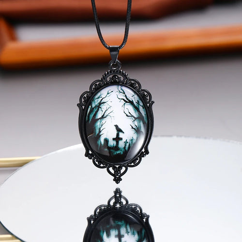 Gothic Vampire Cameo Pendant Choker Velvet Necklace for Women Fashion