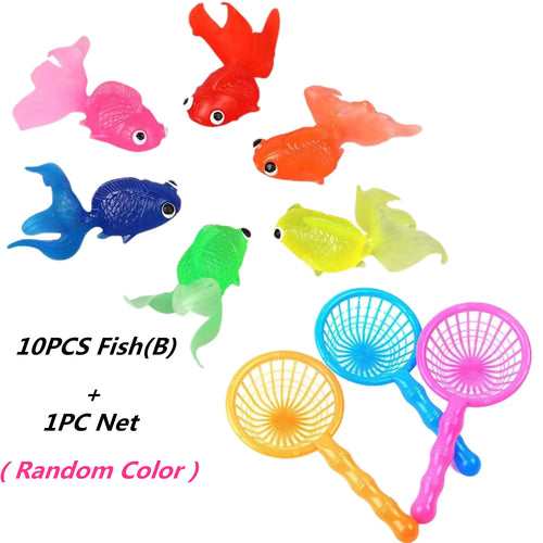Children's 10Pcs/Set Kawaii Simulation Rubber Goldfish Baby Bath Water