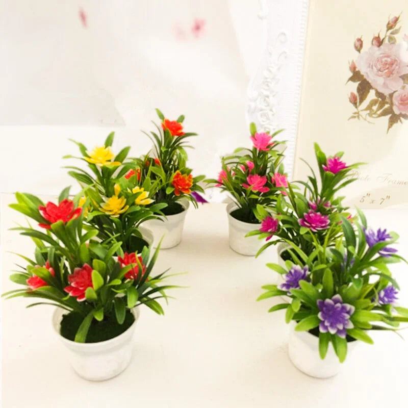 Artificial Flowers Plant Pot Simulate Fake Plastic Flowers Home Office