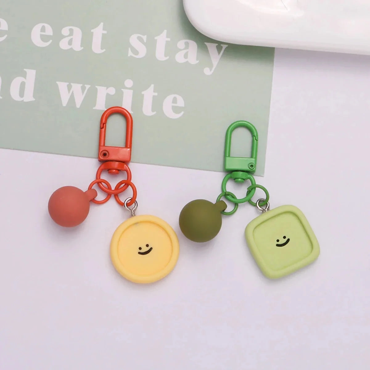 DIY Smiling Face Keychain Resin Heart Flower Cloud Charm Handmade