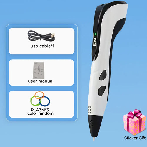 2025 Children 3D Printing Pen with LED Screen 100M PLA Power Adapter