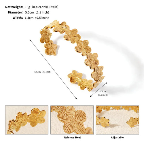 Fashion Gold Titanium Open Bangle 18K Stainless Steel Party Wedding