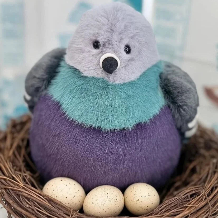 23cm Fluffy Fat Pigeon Plush Toy Cartoon Bird Doll Pet Companion Xmas