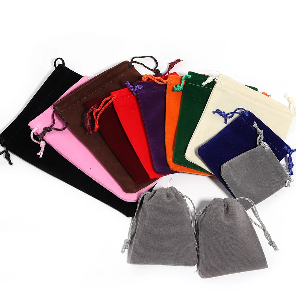 5-10pcs/lot Color Velvet Drawstring Bag Multi-size Packing Sachet for