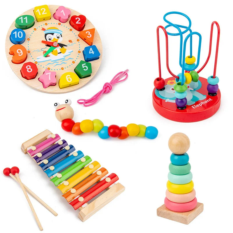 Montessori Baby Toys Kids 3D Wooden Puzzles Early Learning Baby Games
