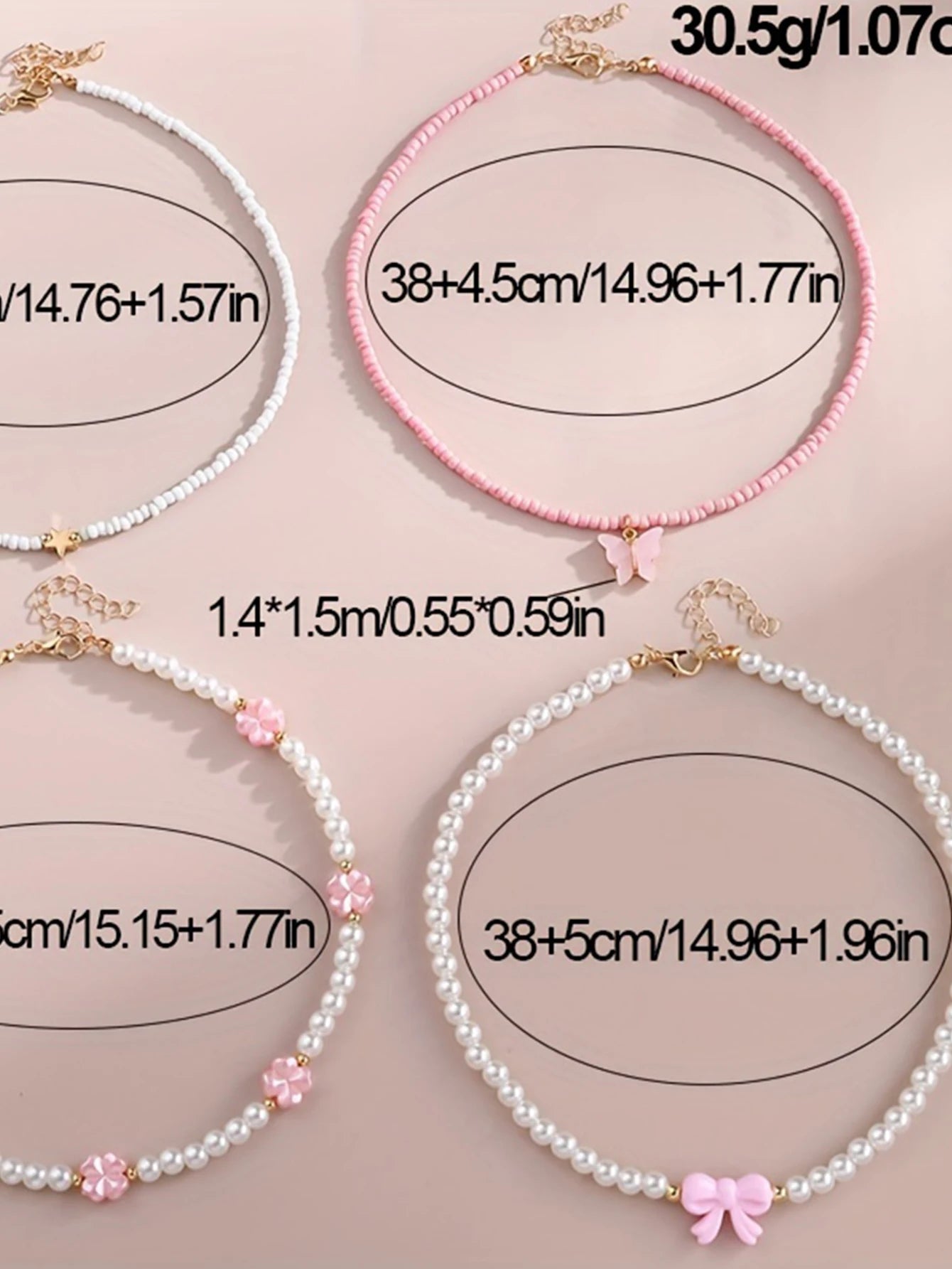 4pcs/Set Girls' Butterfly Heart Flower Pearl & Beaded Handmade