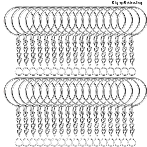 50 Sets Split Key Rings with Chain and Jump Rings Bulk Kit Accessories