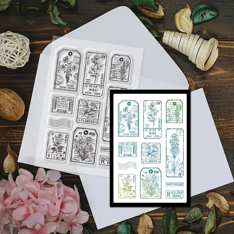 1pc Plant Labels Clear Stamps Flower Silicone Stamps for Crafting