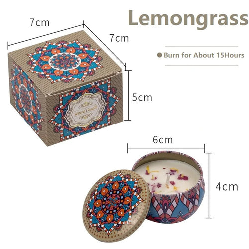 1/4PCS Vintage Scented Candles Soy Wax Candle Jars Flower Fragrance