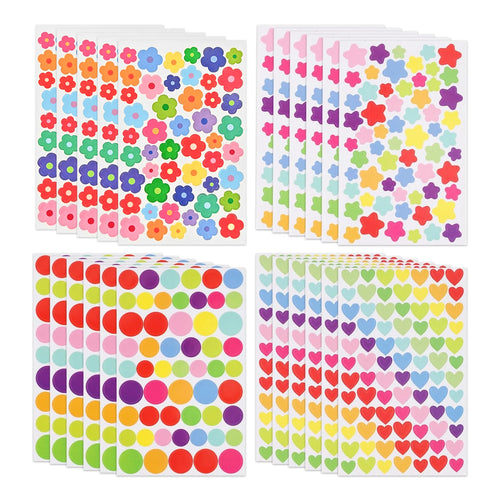 Colorful Star Flower Heart Dot Stickers Self Adhesive for Scrapbooking