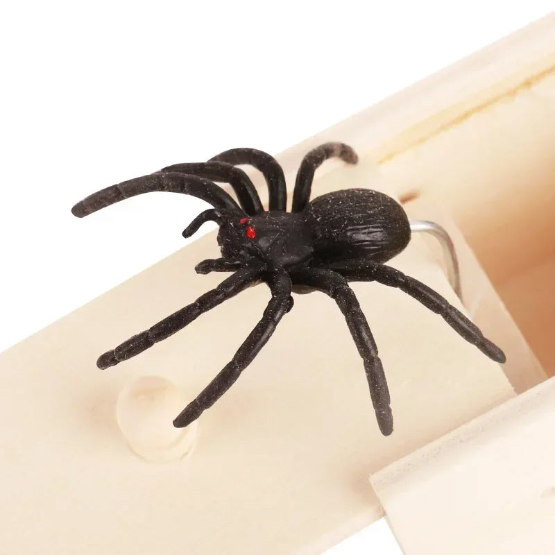 Funny Spider Jump Scare Box - Wooden Prank Toy for Office & Friends -