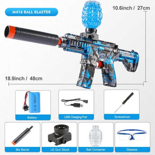 M416 Electric Ball Blaster Toy Gun - High-Speed, Metallic Finish,