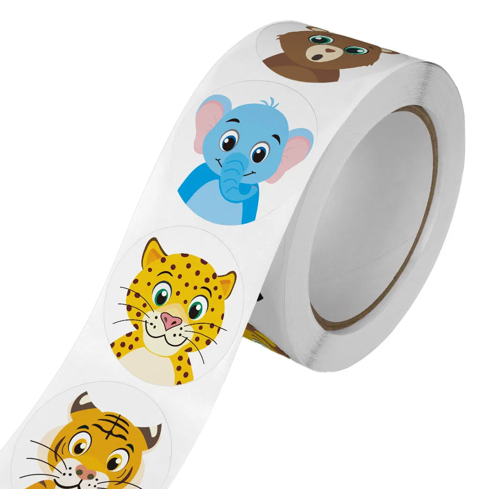 500Pcs/Roll Cartoon Animal Reward Stickers 2.5cm/1.0in Diy Decor