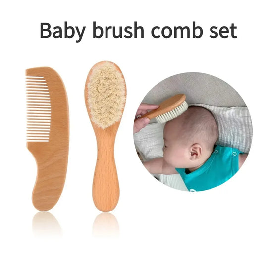2pcs comb and brush set baby care beech wood brush and comb gift set