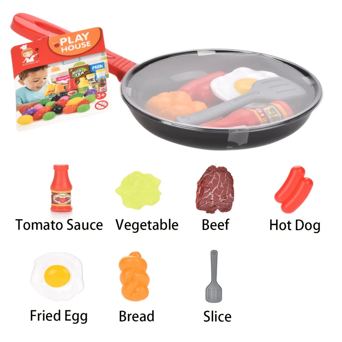 8PCS Children Kitchen Food Toys Simulation Cookware Game Set Pretend