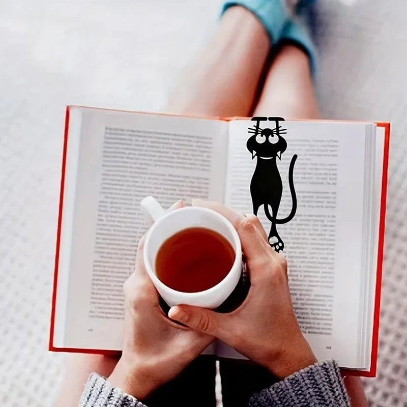 1-5PCS Kawaii Black Cat Bookmarks for Books 3D Plastic Stereo Animal