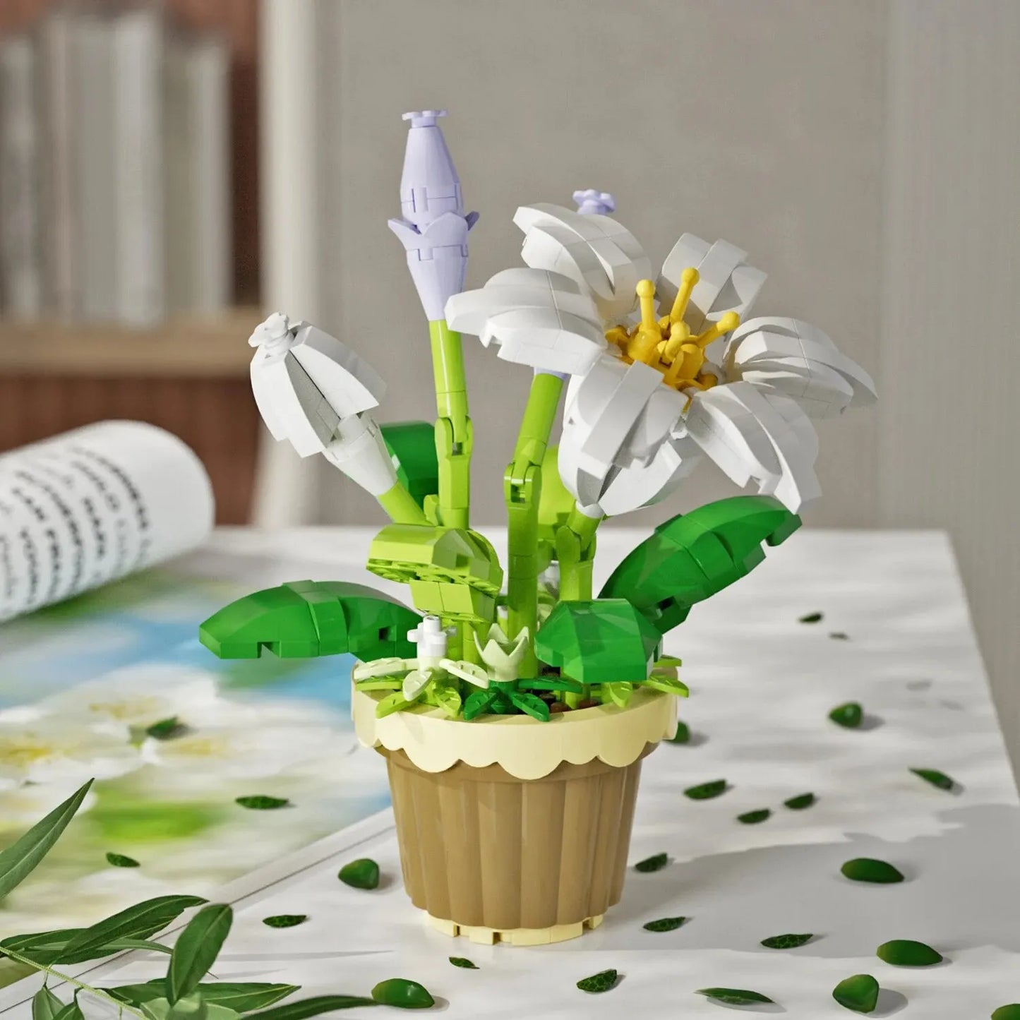 Potted Building Blocks Simulate Succulent Flower Bouquets, Creative