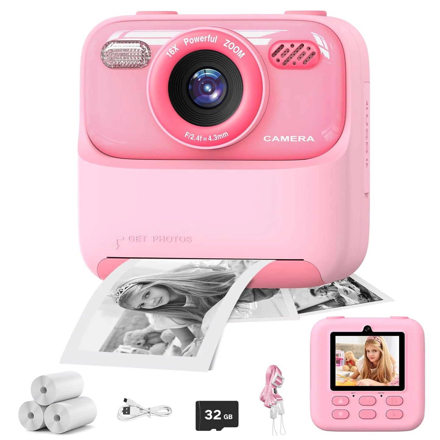 Children Digital Camera Photography Instant Camera 1080P HD Dual Lens