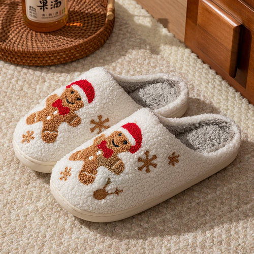 Winter Women's Warm Christmas Slippers Cute Pattern Indoor Soft Sole