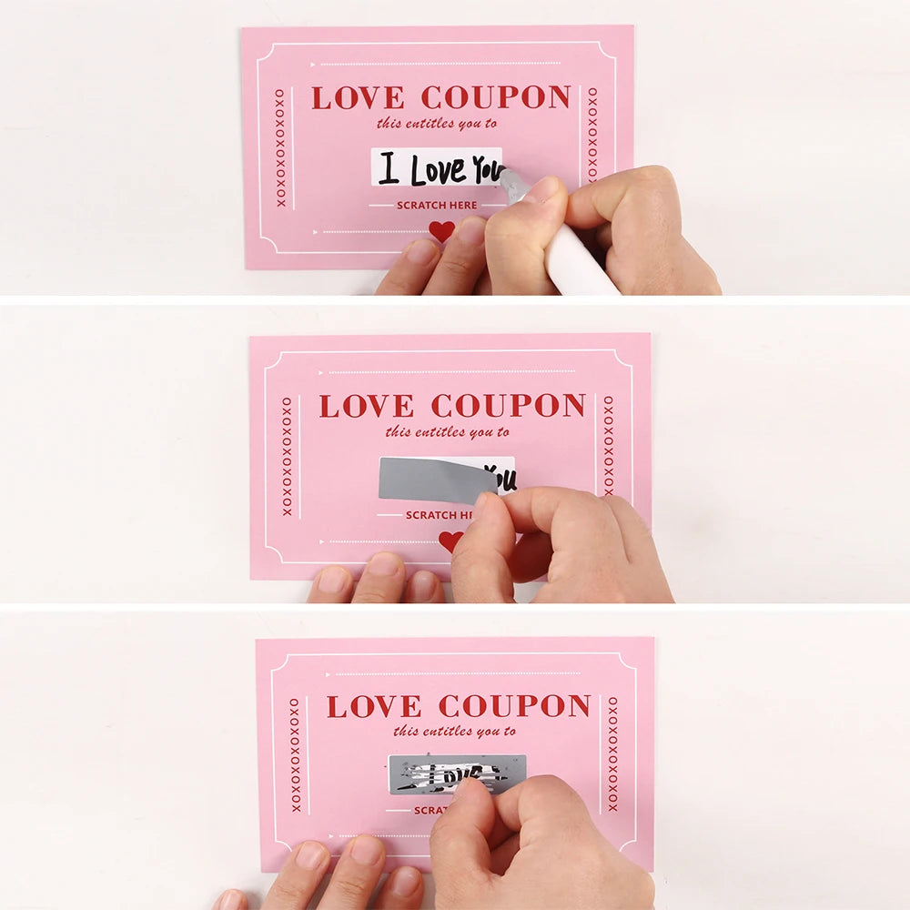 10Pcs/20Pcs Scratch-Off Love Coupons Couple Scratch Off Cards