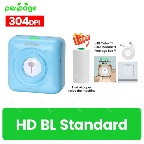 300DPI Peripage A6 58mm Mini Bluetooth Notes Label Sticker Printer