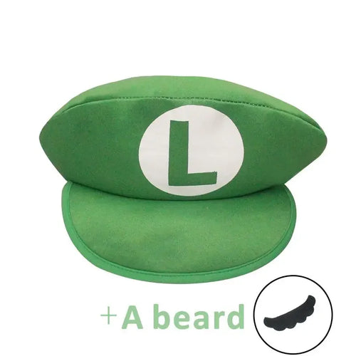 Super Mario Red Green Cap Cosplay Cartoon Hats with Moustache Unisex