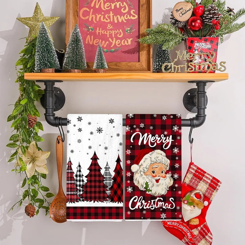 2pcs Christmas Kitchen Towels Merry Christmas Party Decoration 2025