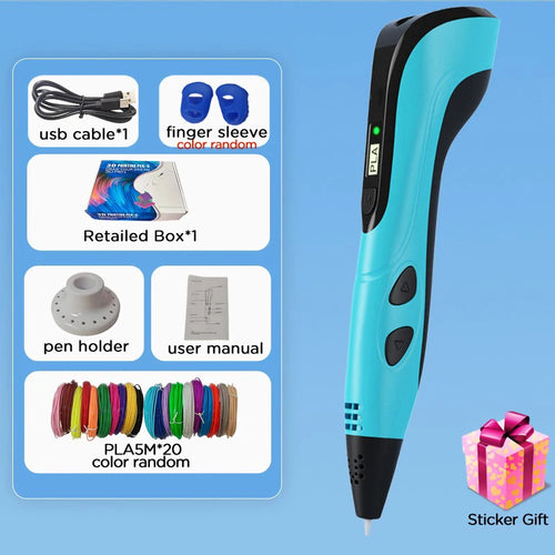 2025 Children 3D Printing Pen with LED Screen 100M PLA Power Adapter