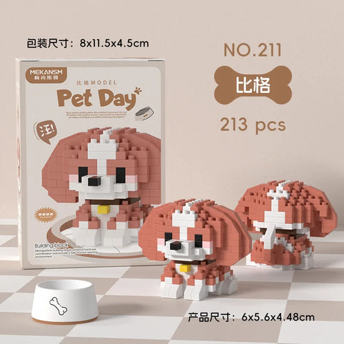 Animal Small Particle Dog Cat  Mini Building Blocks DIY Assembly Brick