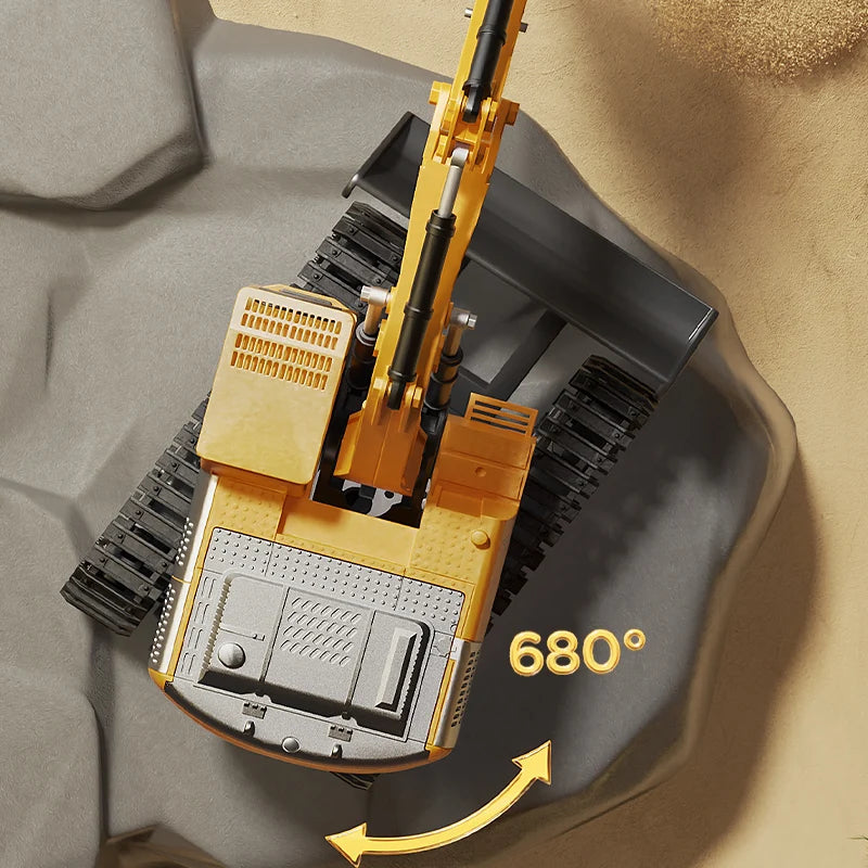 Alloy Remote Control Excavator Toy Car with Lights Sound Effect