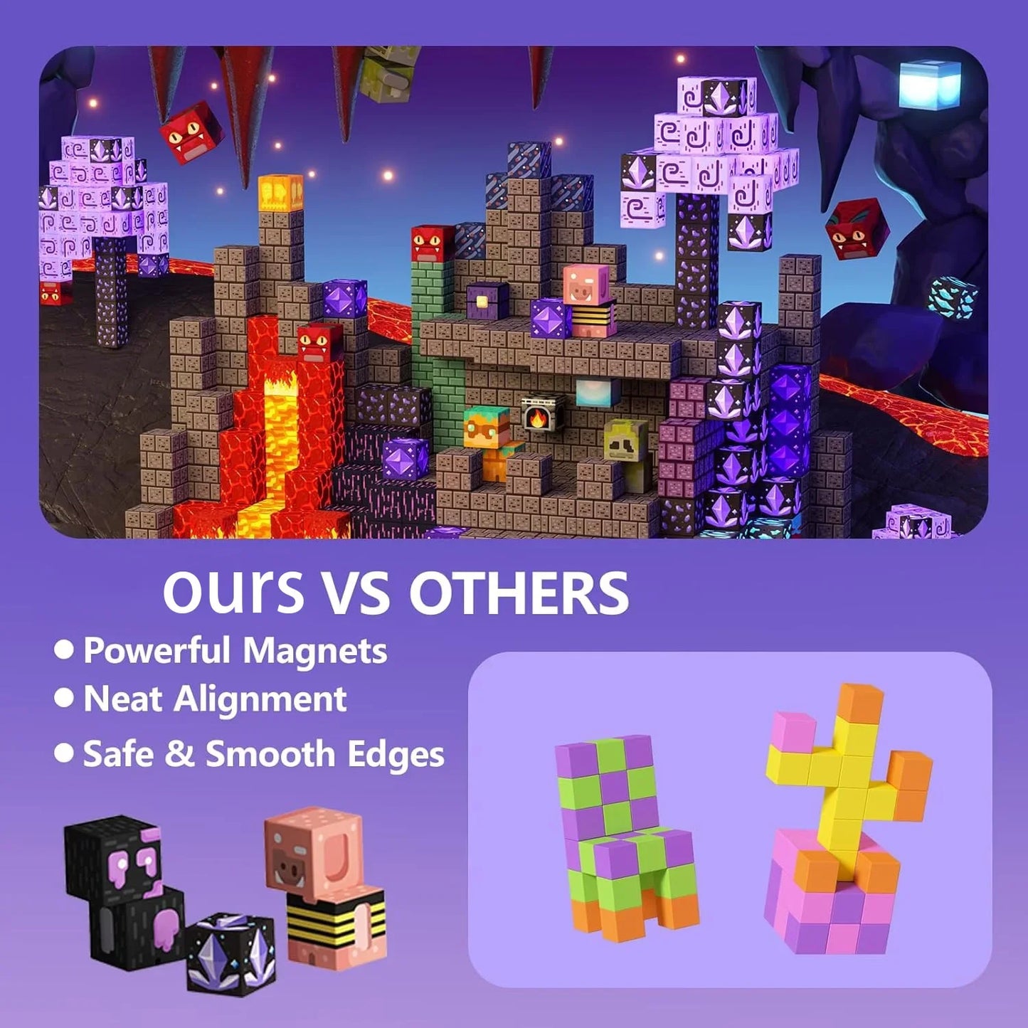 Magnetic Building Blocks Mine World Magnetic Cave World  Brick Cube