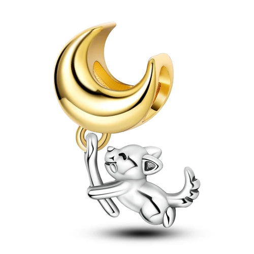 Silver Plated Mystery Star and Moon Charms Beads Fit Original Bangle