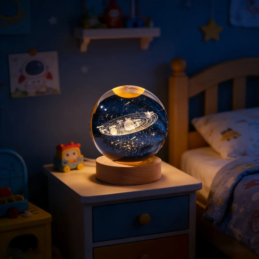 USB Unique 3D Crystal Ball Night Light Led Lamp Bedside Table Glowing