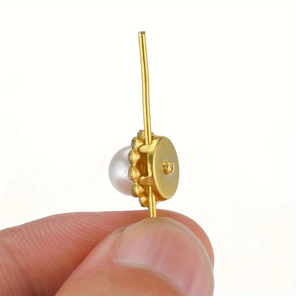 50pcs Gold & Silver Rhinestone Pearl Sewing Beads — Sparkly & Elegant
