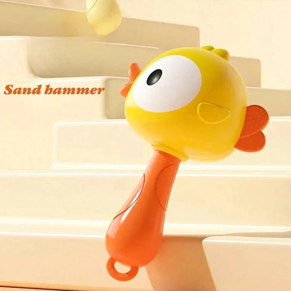 Cartoon Rattle, Newborn Sensory Grasp Toy, Chew-Safe Early Ed Handbell