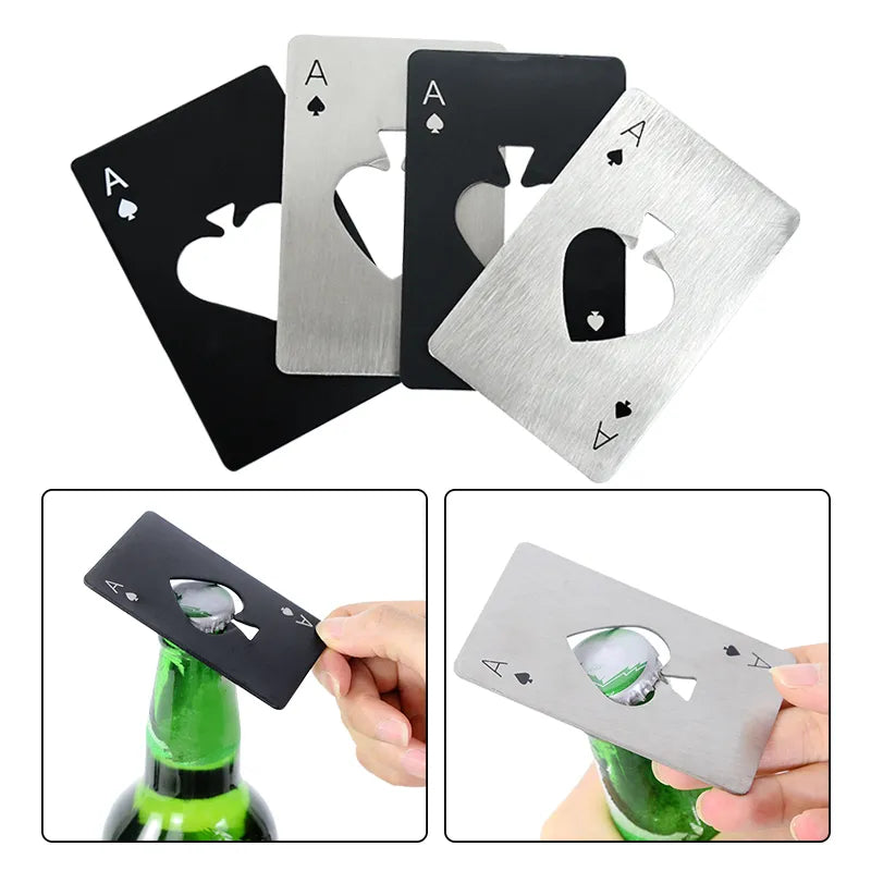 1Pcs Creative Poker Shaped Bottle Can Opener Stainless Steel Credit