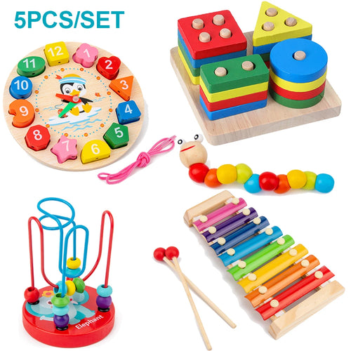 Montessori Baby Toys Kids 3D Wooden Puzzles Early Learning Baby Games