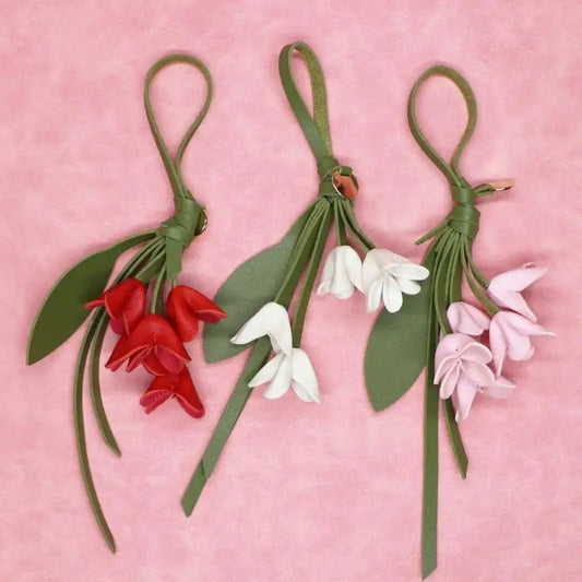 1Pcs Fashion PU Leather Simulation Osmanthus Keychain Bag Pendant