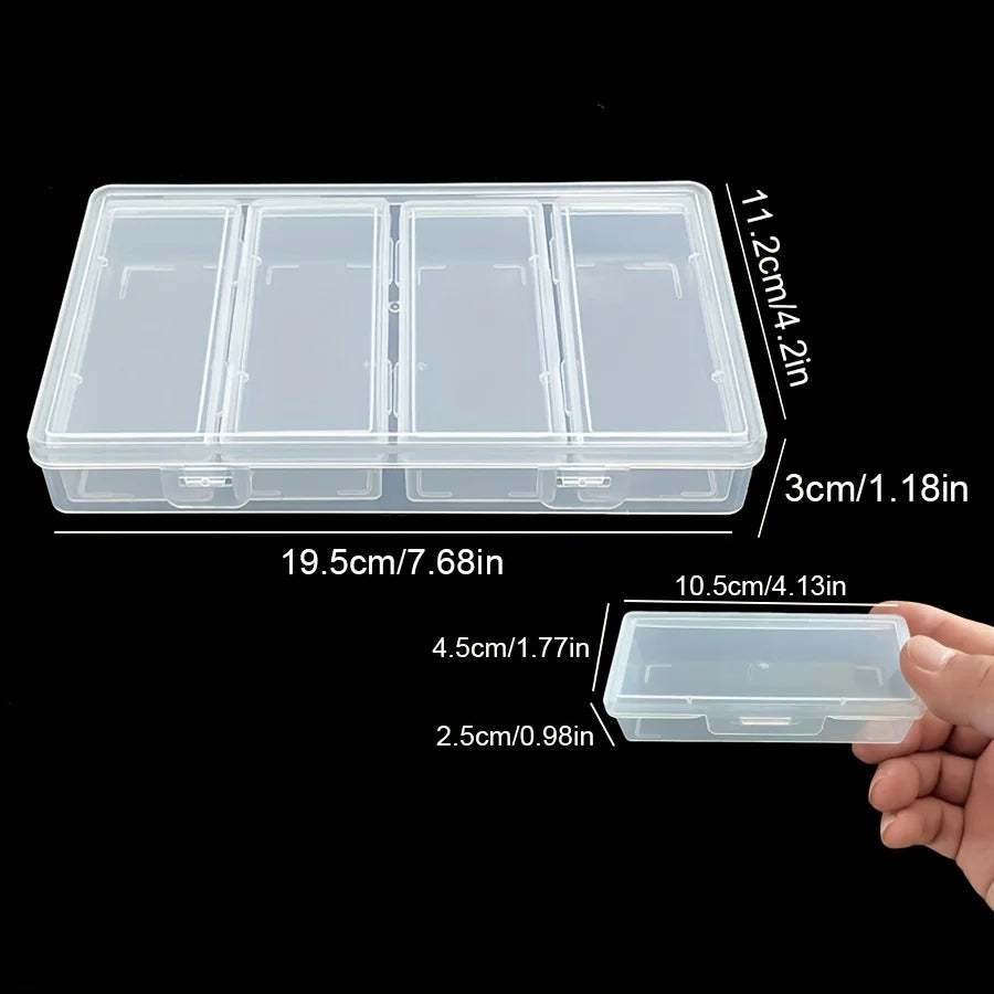 4 Adjustable Dividers Clear Plastic Storage Organizer Box - Craft &