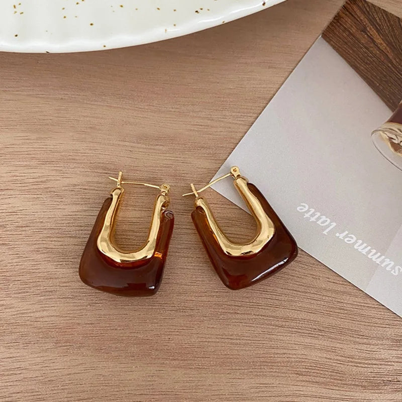 Multicolor Irregular Geometric U-shaped Ear Buckle Earrings Women Chic