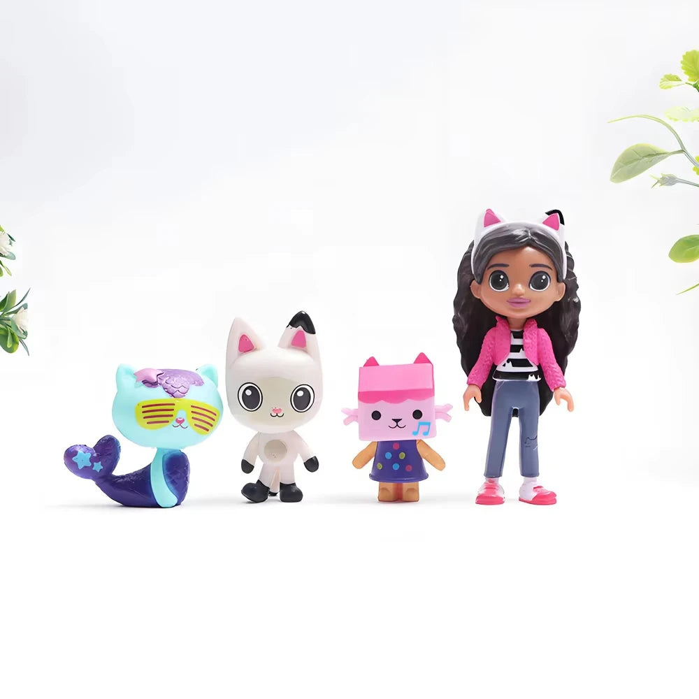 Hot 13pcs Gabby Dollhouse Anime Figure Toy Smiling Car Cat Hug Gaby